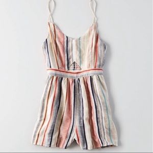 American Eagle Striped Romper with Cut-out